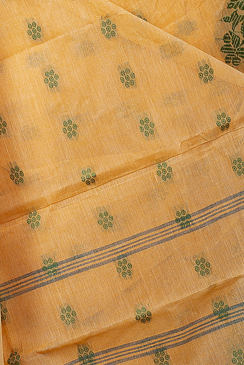 Light Yellow Pure Cotton Botgach Tant Saree (540)